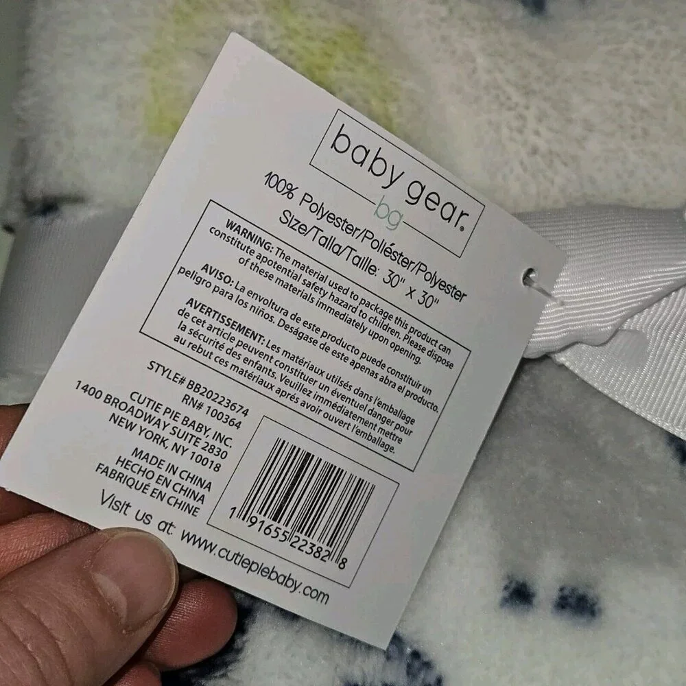 NEW Baby Gear Dinosaur Elephant Fleece Baby Blanket Lovey Gray Blue White